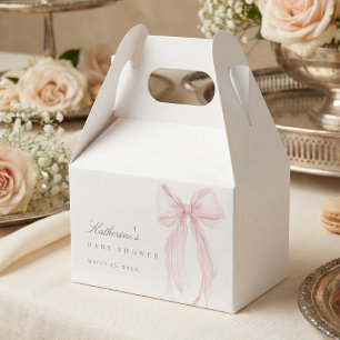 Pink Coquette Bow Baby Shower Favor Box