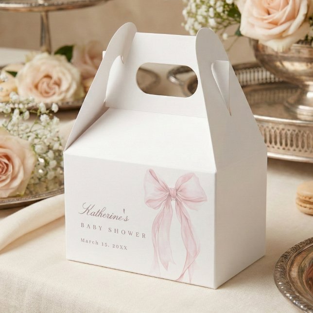 Pink Coquette Bow Baby Shower Favor Box (Pink Bow Baby Shower Favor Box)