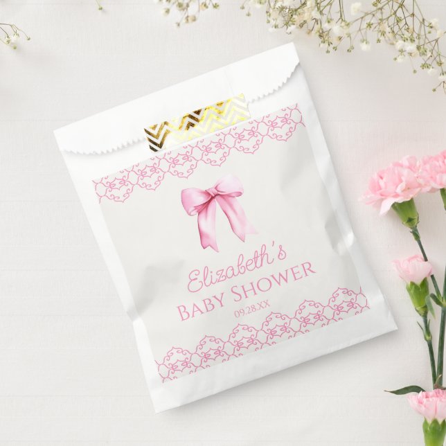 Pink Coquette Bow Baby Shower Favour Bag (Sealed)
