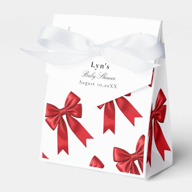 Pink Coquette Bow Baby Shower Favour Box (Front Side)
