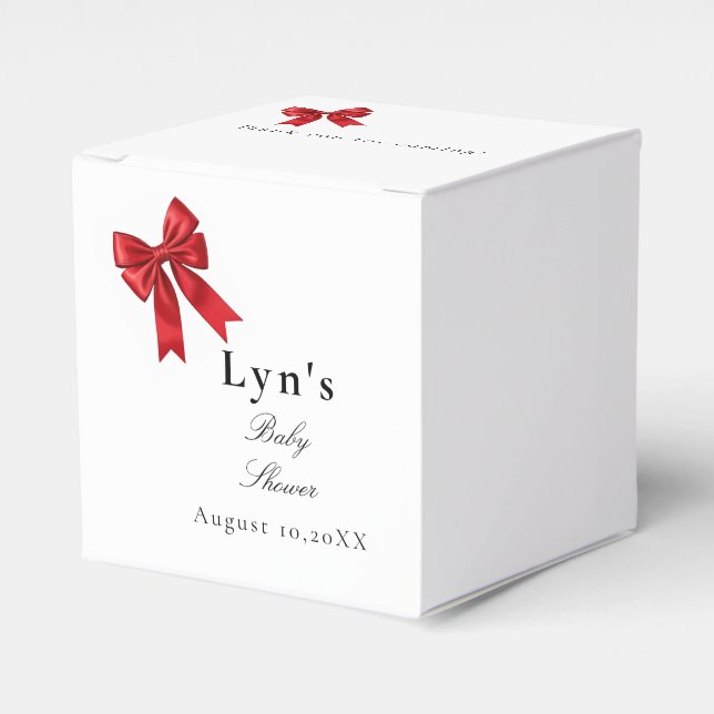Pink Coquette Bow Baby Shower Favour Box (Front Side)