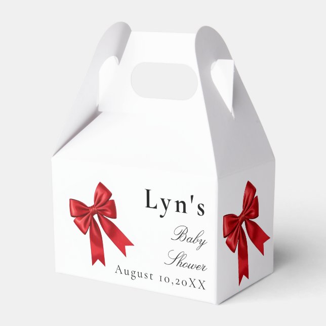 Pink Coquette Bow Baby Shower Favour Box (Front Side)