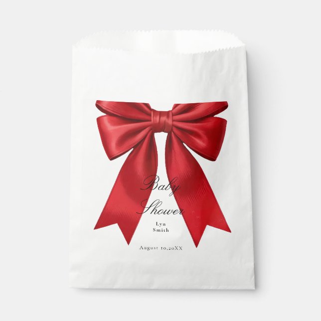 Pink Coquette Bow Baby Shower Girl Favour Bag (Front)