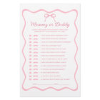 Pink Coquette Bow Baby Shower Guess Who Game 