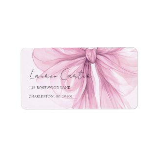 Pink Coquette Bow Baby Shower Label