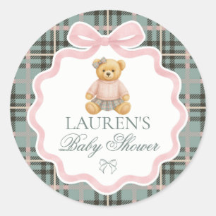 Pink Coquette Bow Bear Baby Shower Envelope Seal