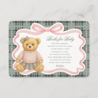 Pink Coquette Bow Bear Plaid Books for Baby Card
