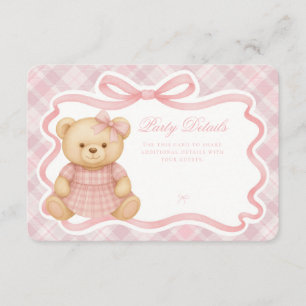 Pink Coquette Bow Bear Tartan Plaid Details Card