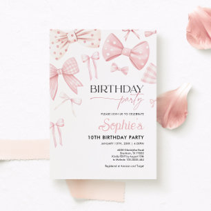 Pink Coquette Bow Birthday Invitation