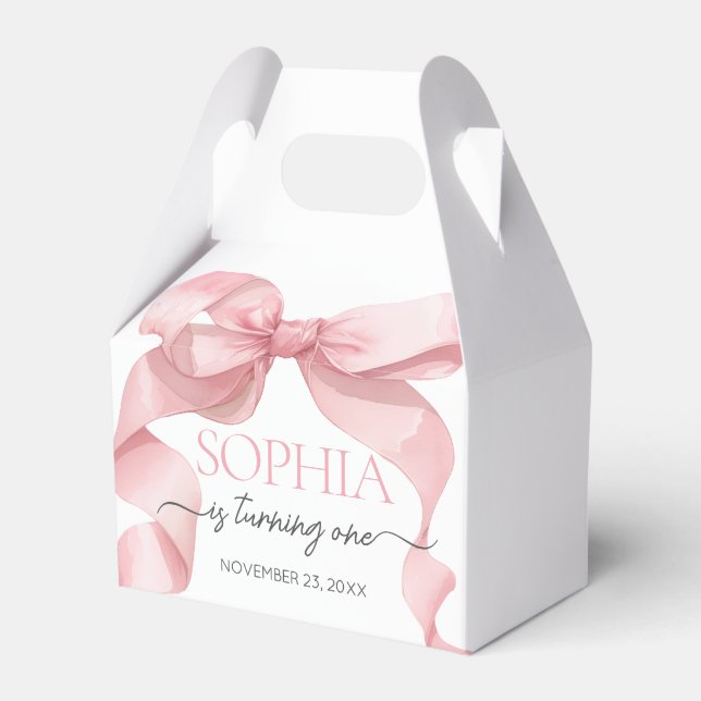 Pink Coquette Bow Birthday Party  Favor Box (Front Side)