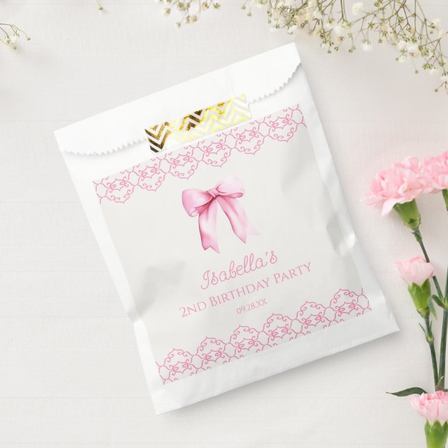 Pink Coquette Bow Birthday Party  Favour Bag (Sealed)