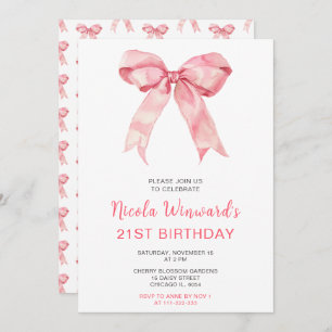 Pink Coquette Bow Birthday Party Invitation
