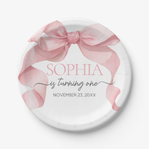 Pink Coquette Bow Birthday Party Paper Plate
