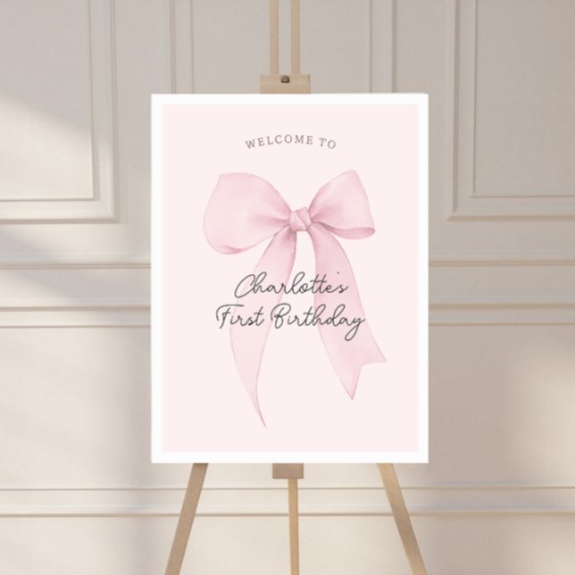 Pink Coquette Bow Birthday Welcome Poster (Creator Uploaded)