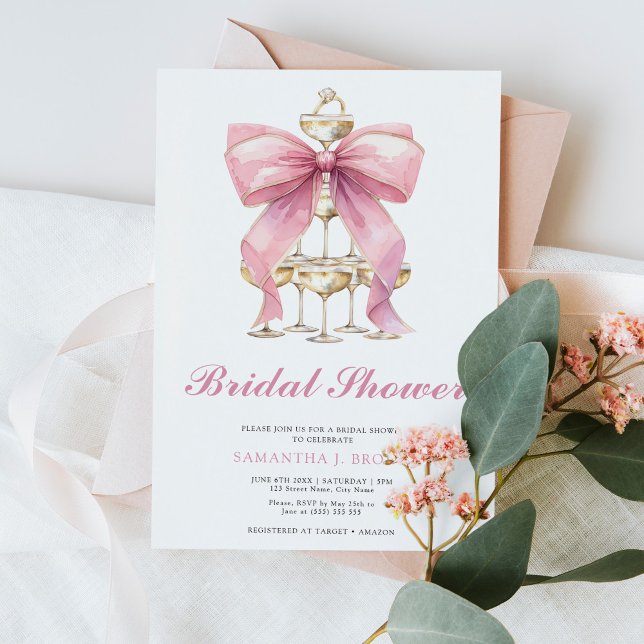 Pink Coquette Bow Bridal Shower Invitation (Creator Uploaded)
