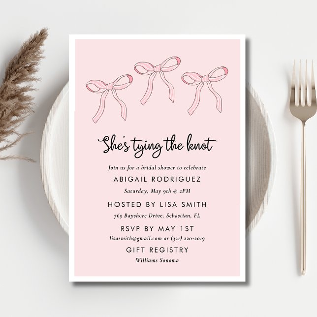 Pink Coquette Bow Bridal Shower  Invitation (Pink Coquette Bow Bridal Shower Invitation)