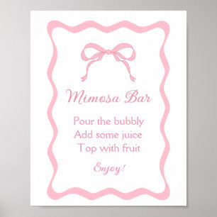 Pink Coquette Bow Bridal Shower Mimosa Bar Poster
