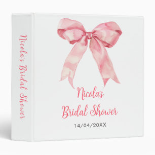 Pink Coquette Bow Bridal Shower Photo Album Binder