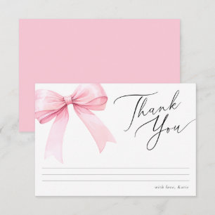 Pink Coquette Bow Bridal Shower Thank You Card