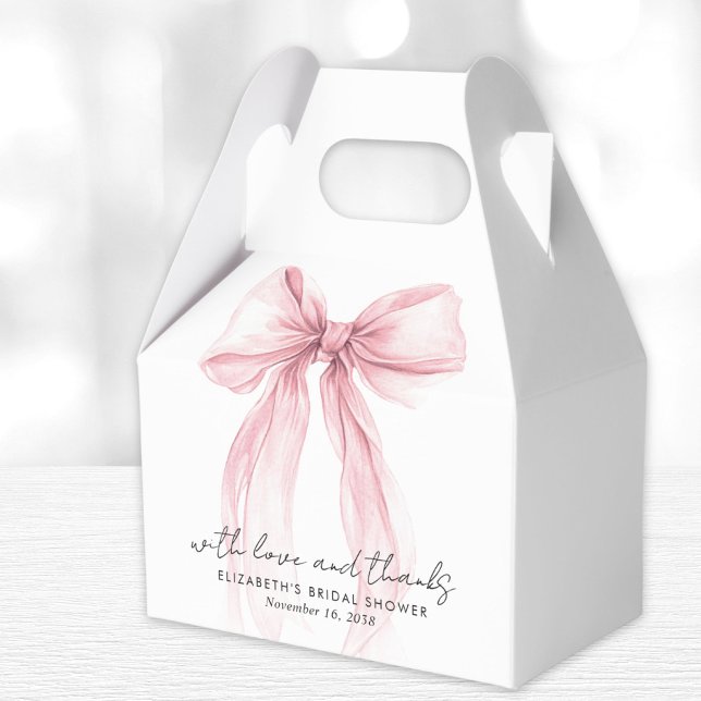Pink Coquette Bow Bridal Shower Thank You Favor Box (Creator Uploaded)