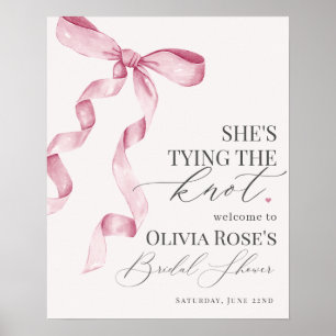 Pink Coquette Bow Bridal Shower Welcome Sign