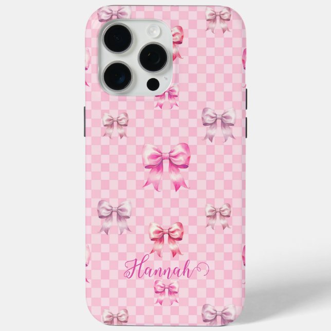 Pink Coquette Bow Chequerboard Case-Mate iPhone Case (Back)