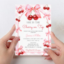 Pink Coquette Bow Cherry on Top Baby Shower