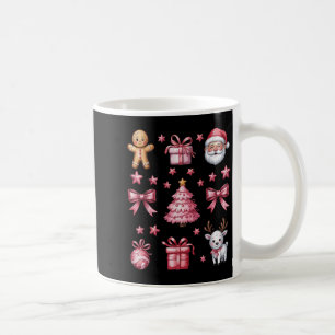 Pink Coquette Bow Christmas Tree Gingerbread Reind Coffee Mug