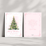 Pink Coquette Bow Christmas Tree Merry Christmas  Holiday Card<br><div class="desc">Merry Christmas Holiday Card with a Coquette Pink bow frame and Christmas Tree. Perfect for sending warm wishes to loved ones during the holiday season!</div>
