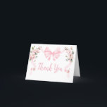 Pink Coquette Bow Floral Baby Shower Thank You Card<br><div class="desc">Express your gratitude with Coquette Baby Shower Thank You Card Printable,  a perfect way to share your heartfelt thanks. Adorned with adorable baby motifs this customizable card adds a touch of sweetness to your appreciation. Personalize to convey your thanks in the most charming and memorable way!

BS1089</div>