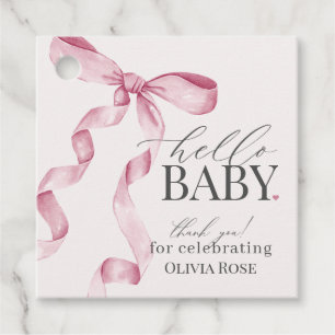 Pink Coquette Bow Girl Baby Shower Favour Tags