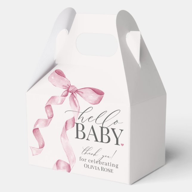 Pink Coquette Bow Girl Baby Shower Gift Favor Box (Front)
