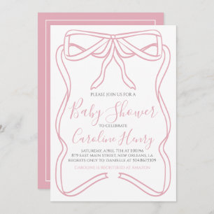 Pink Coquette Bow Girl Baby Shower MAKE ANY COLOR Invitation