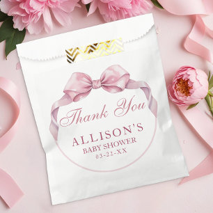 Pink Coquette Bow Girl Baby Shower Thank You  Favour Bag