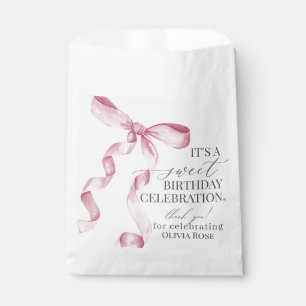 Pink Coquette Bow Girl Birthday Party Dessert Favour Bag