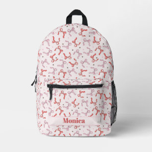 pink coquette bow girly script monogram name printed backpack