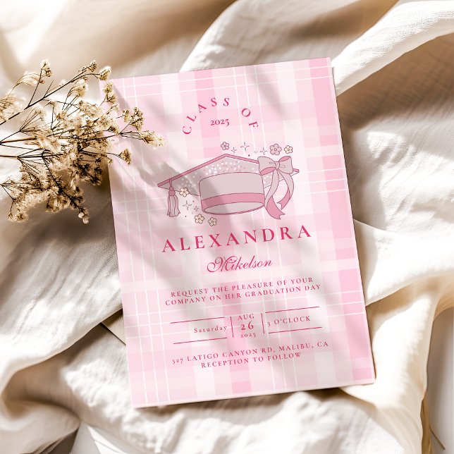 Pink Coquette  Bow Graduation Invitation (Creator Uploaded)