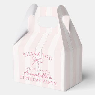 Pink Coquette Bow Pastel Birthday Party Dessert Favor Box
