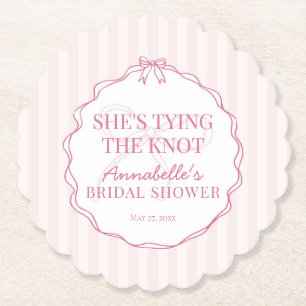 Pink Coquette Bow Pastel Bridal Shower Brunch Paper Coaster