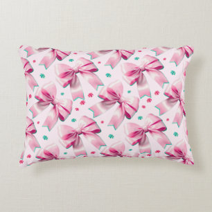 Pink Coquette Bow Pattern Accent Pillow