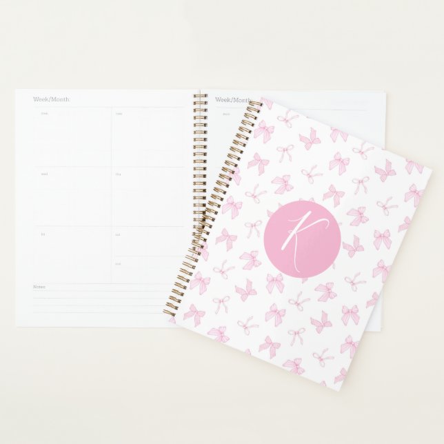Pink Coquette Bow Personnaliser le planificateur (Devant avec enveloppe)