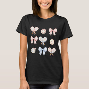 Pink coquette bow pickleball mom grandma aesthetic T-Shirt