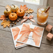 Pink Coquette Bow Pumpkin Baby Shower Paper