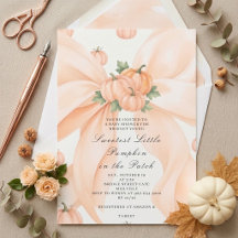 Pink Coquette Bow Pumpkin Girl Baby Shower Invitat