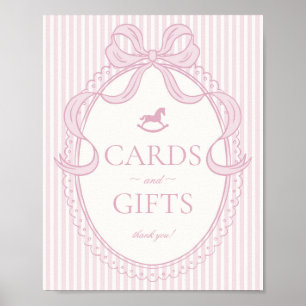 Pink Coquette Bow Rocking Horse Cards & Gifts Poster