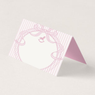 Pink Coquette Bow Rocking Horse Place Card