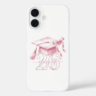 Pink Coquette Bow Senior Class of 2026 Senior Girl iPhone 16 Case