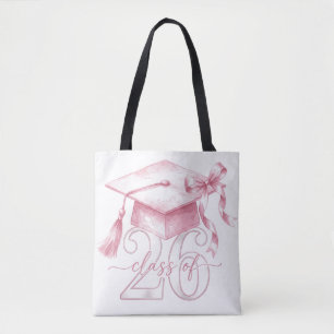 Pink Coquette Bow Senior Class of 2026 Senior Girl Tote Bag