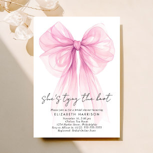 Pink Coquette Bow Watercolor Bridal Shower Invitation