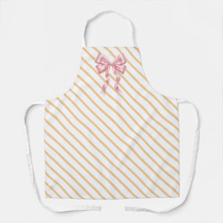 Pink coquette bow with orange stripes apron